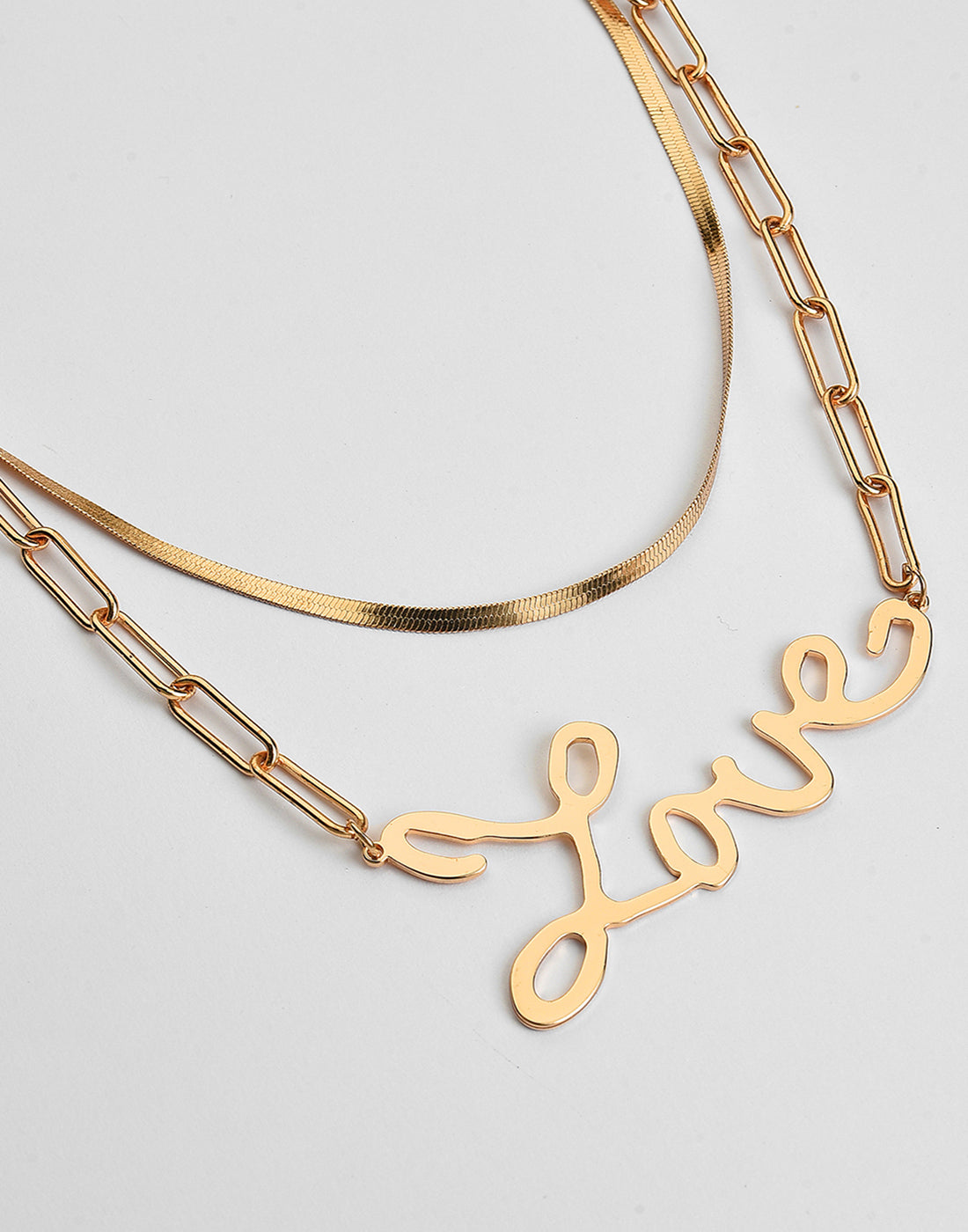 Pack of 2 Gold Plated Love Printed Necklace