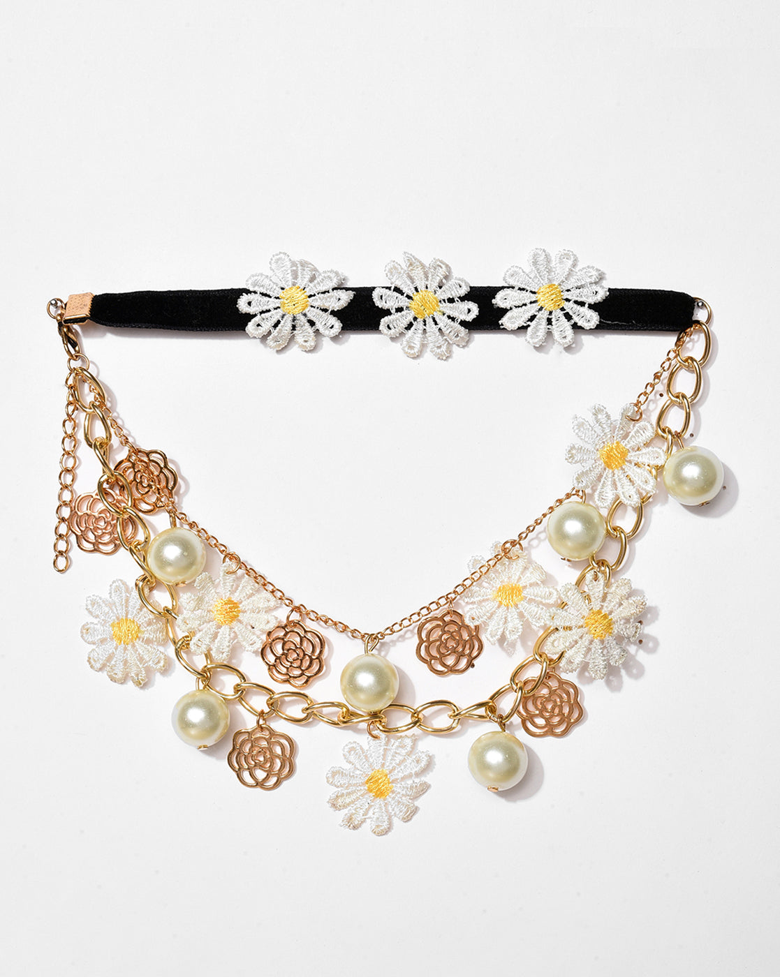 Gold Plated Pearl Choker Necklace