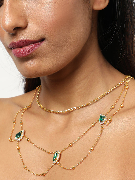 Gold Plated Designer Stone Necklace