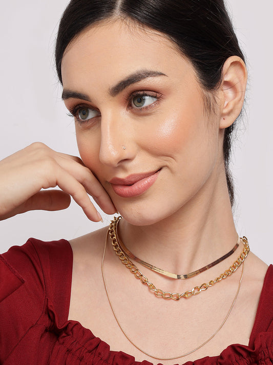 Pack of 3 Gold Plated Designer Chain
