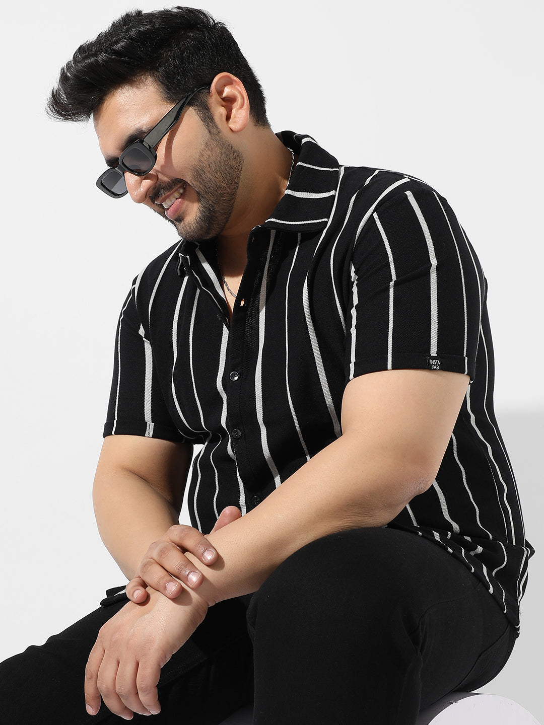 Black Striped Casual Shirt