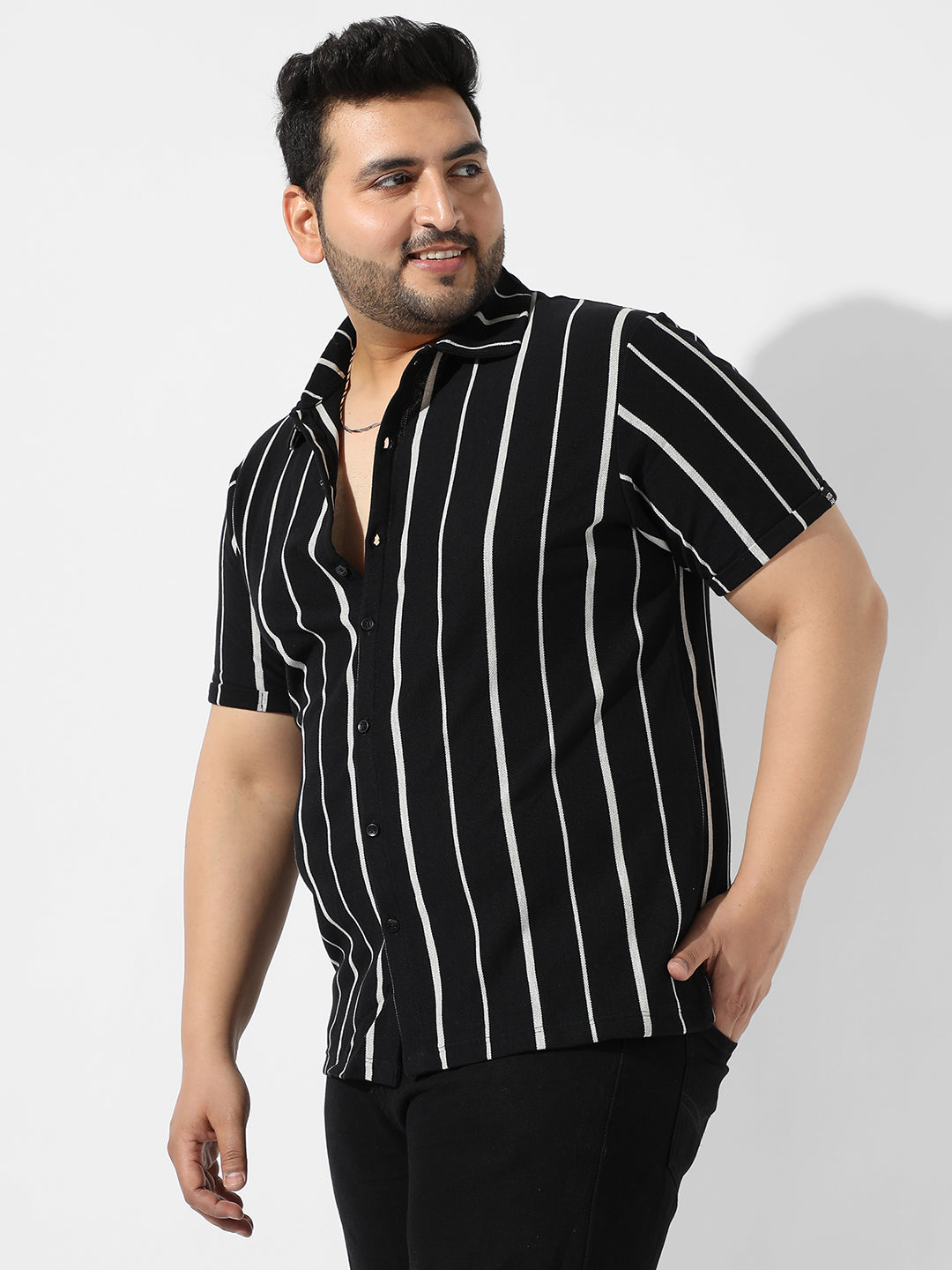 Black Striped Casual Shirt
