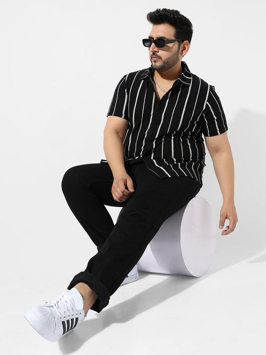 Black Striped Casual Shirt