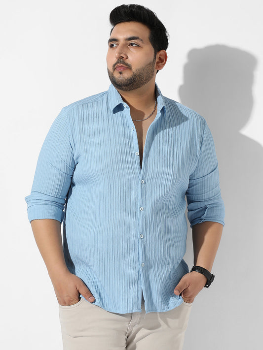 Light Blue Textured Casual Shirt