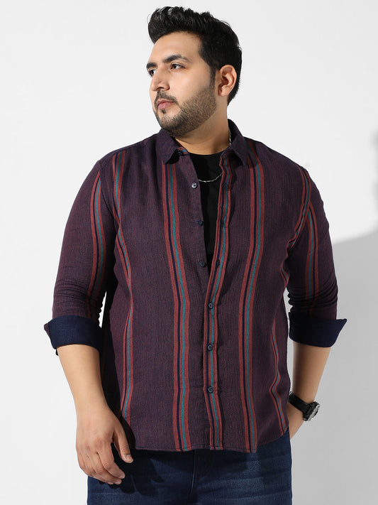 Maroon Striped Casual Shirt