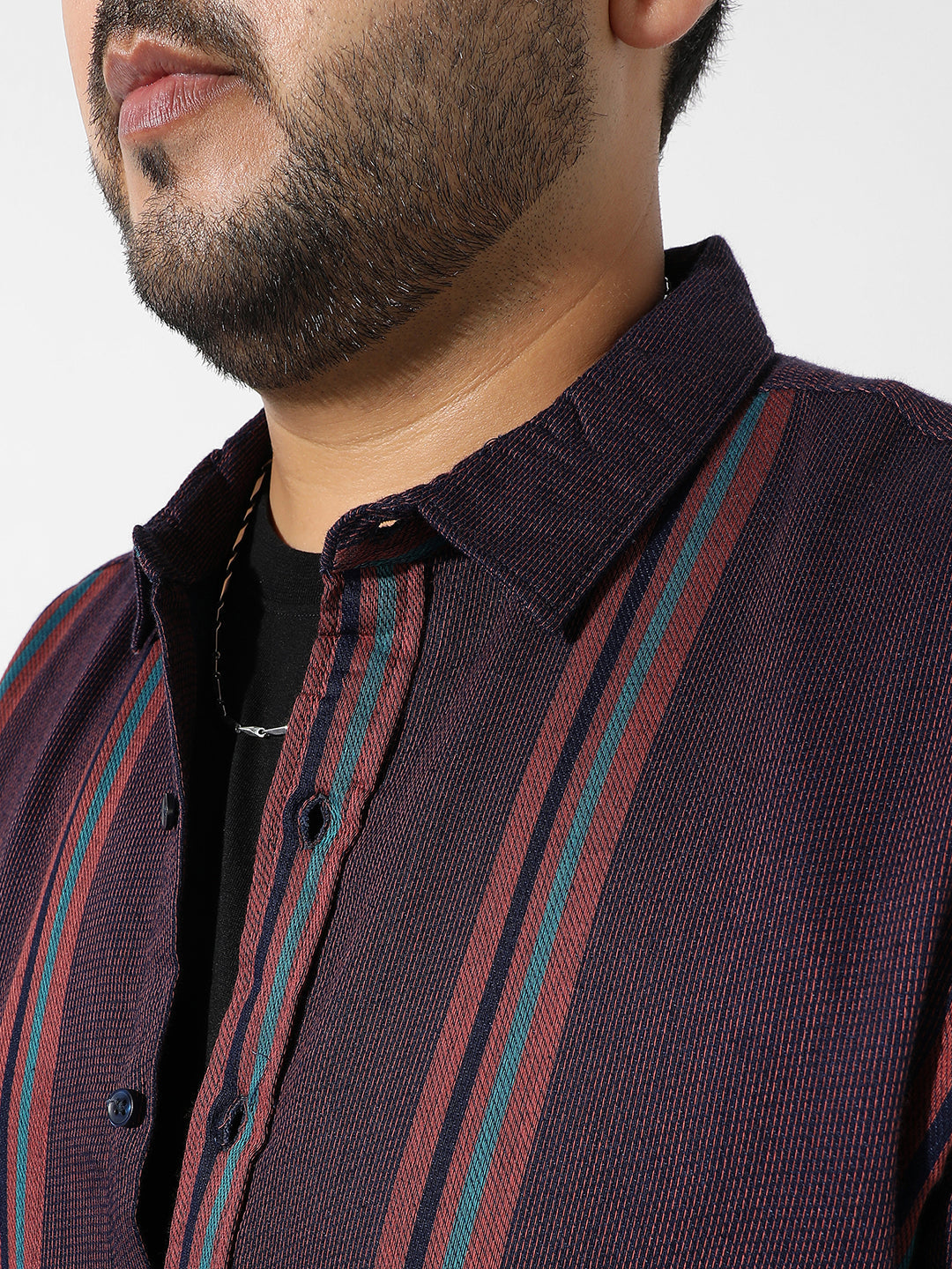 Maroon Striped Casual Shirt