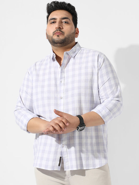 White & Blue Checkered Casual Shirt