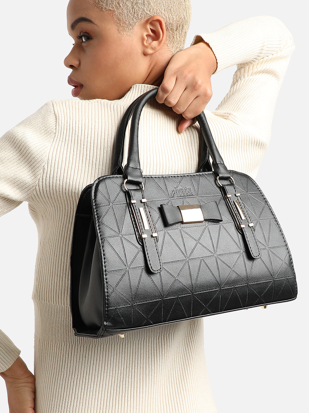 Onyx Textured Black Handbag