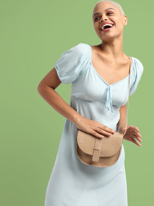 Croco Beige Cross Body Bag