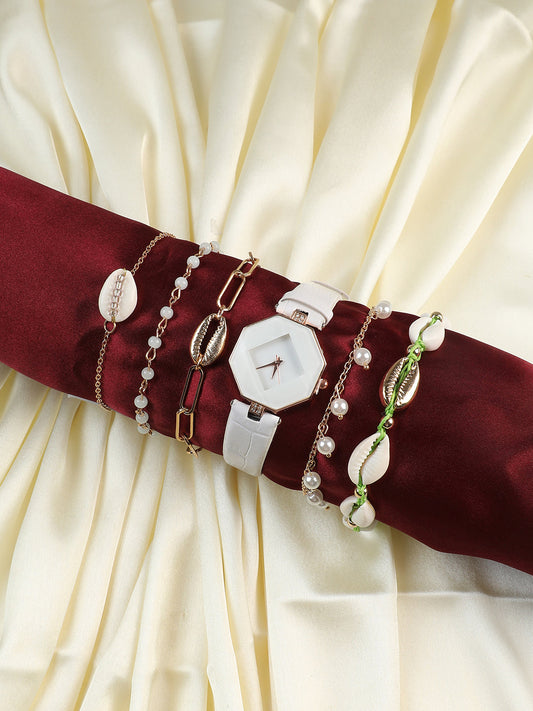 Aria White Watch Combo