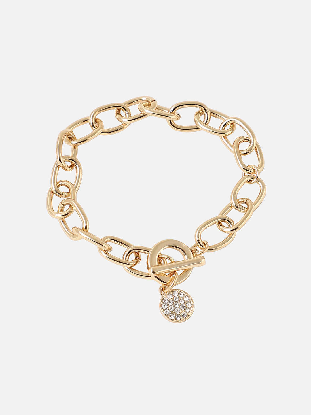 Set Of Gold Chain Watch And Bracelet