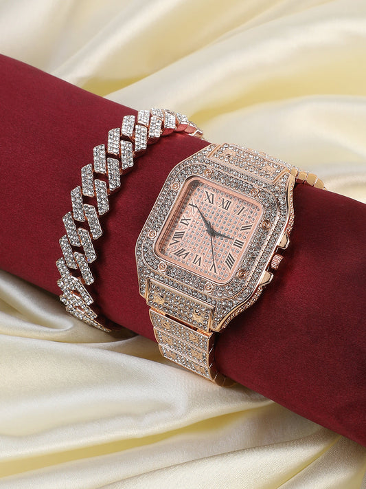 Adya Rose Gold Watch Combo