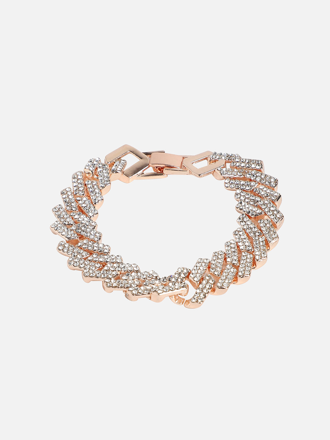 Set Of Rose Gold Chain Watch And Bracelet