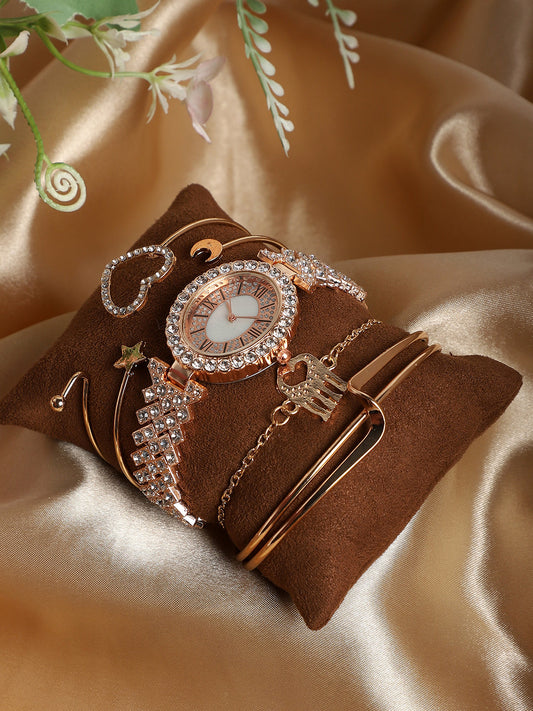 Shea Rose Gold Watch Combo