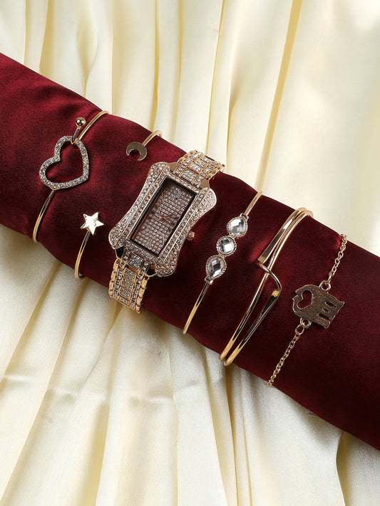 Annika Rose Gold Watch Combo