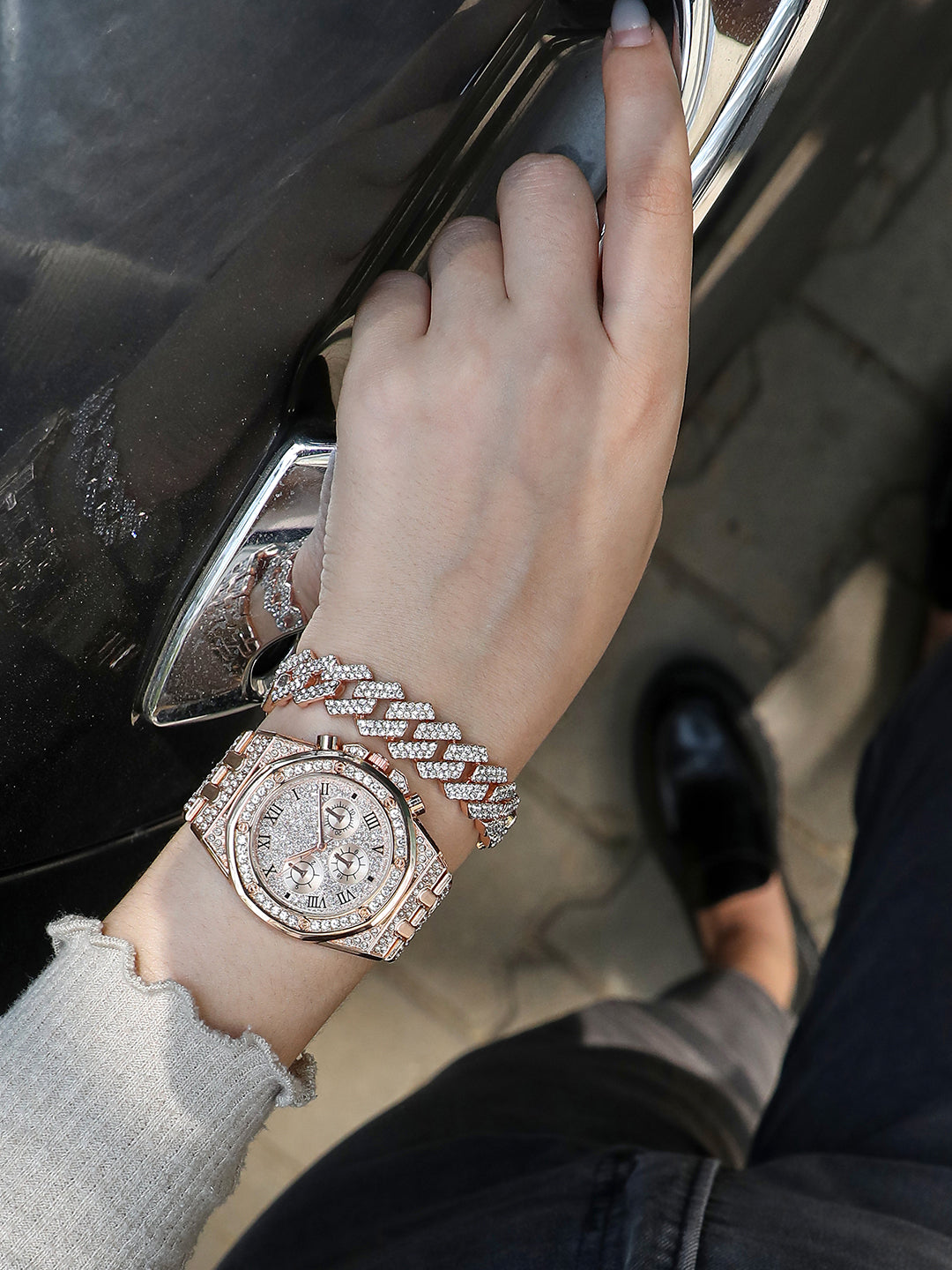 Wednesday Rose Gold Watch Combo