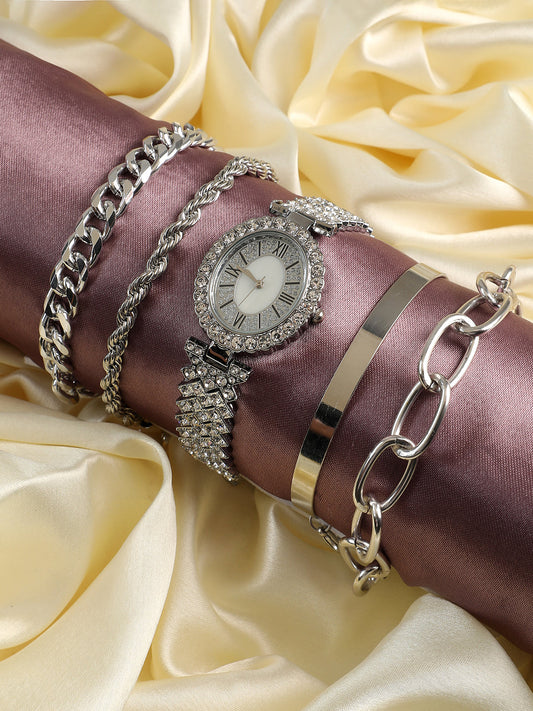 Alanna Silver Watch Combo