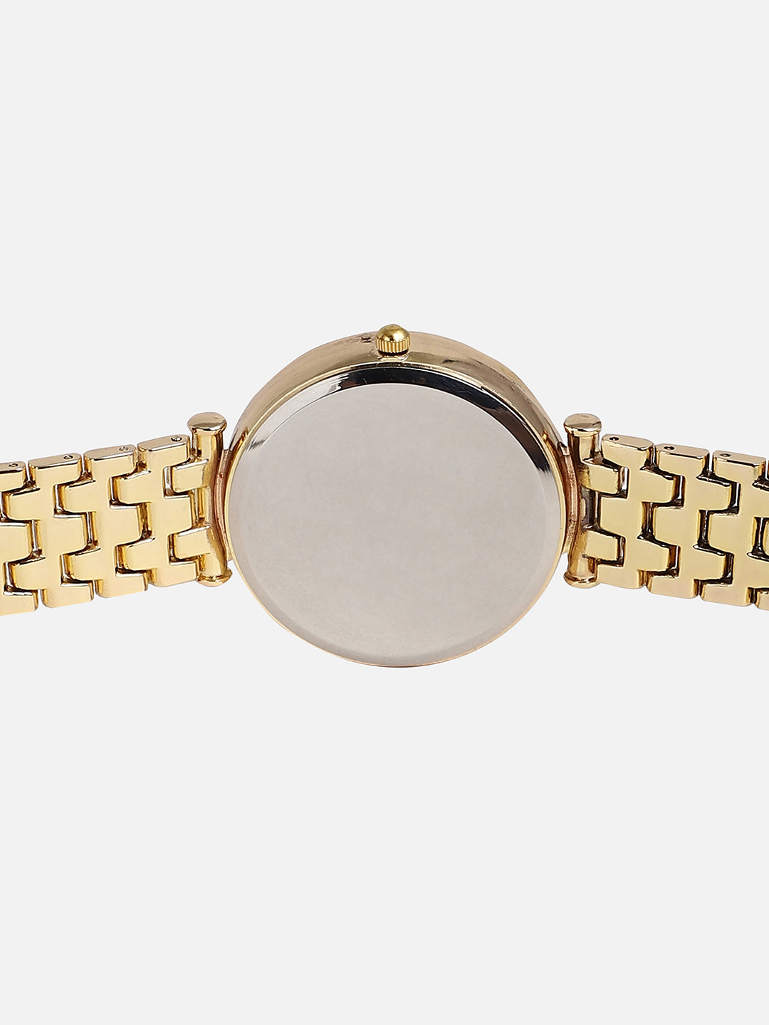 Embellished Blue Round Dial With Rose Gold Metal Strap