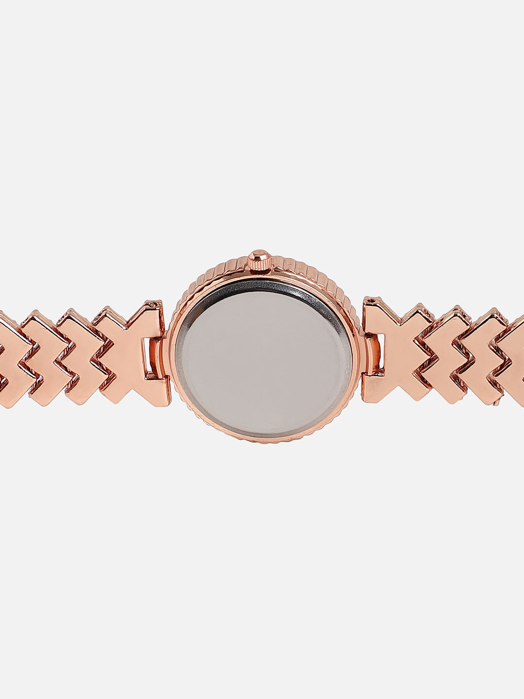 Embellished White Dial Round With Gold Metal Strap