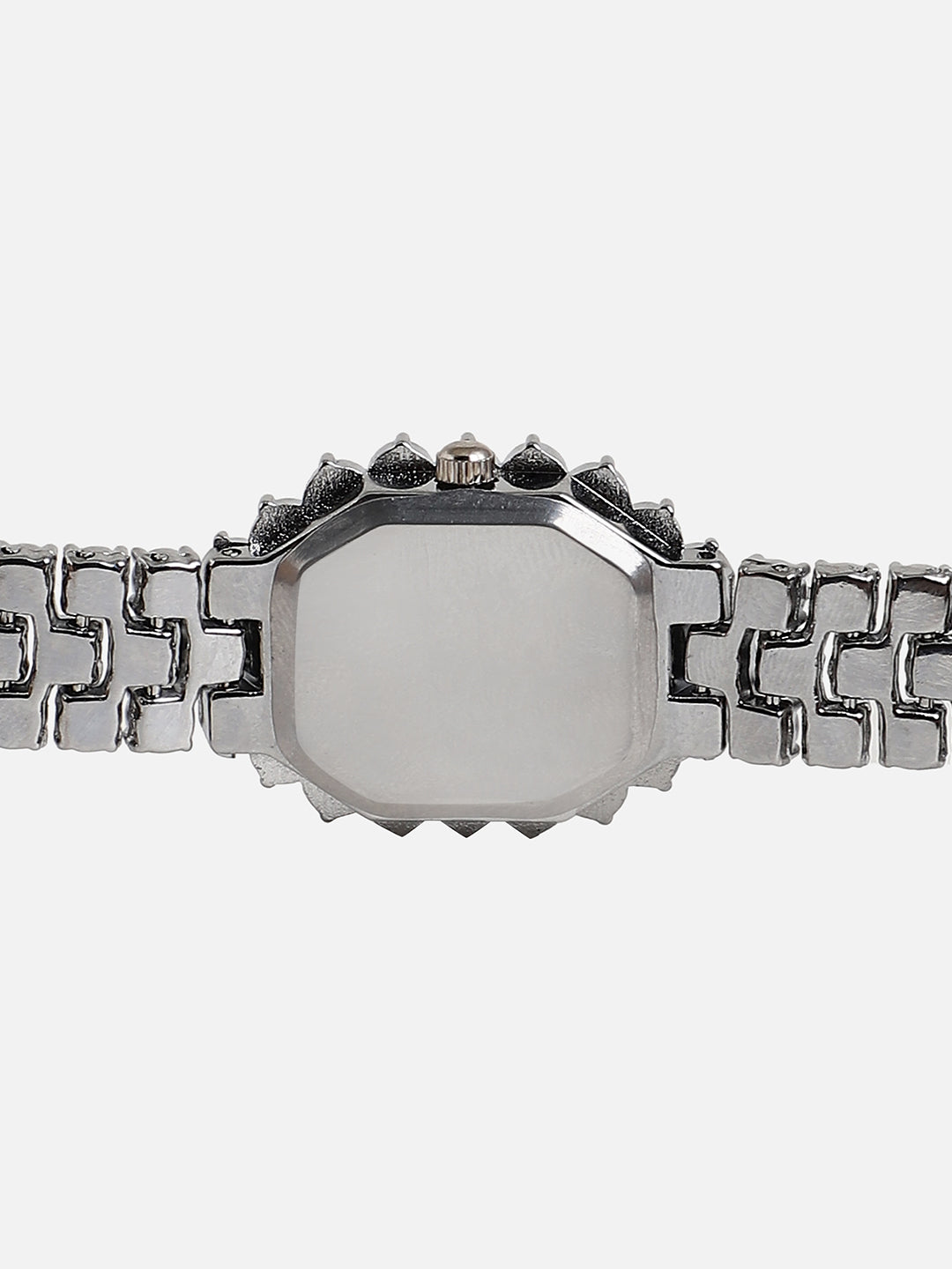 Embellished Green Oval Dial With Silver Metal Strap