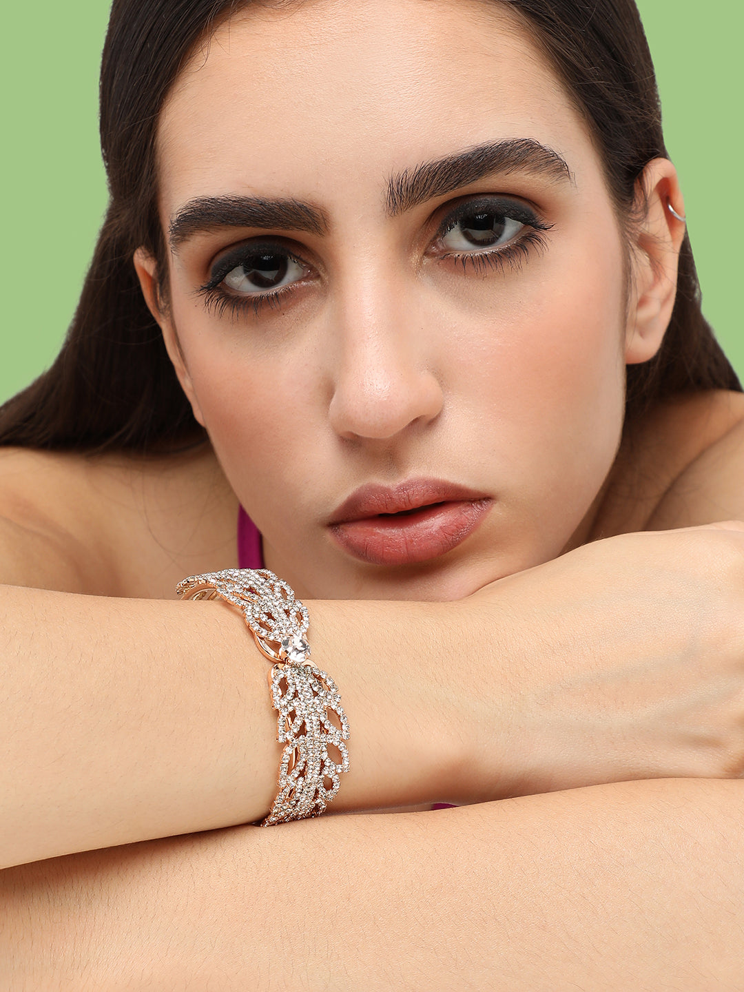 Gold Plated Designer Stone Party Bracelet For Women