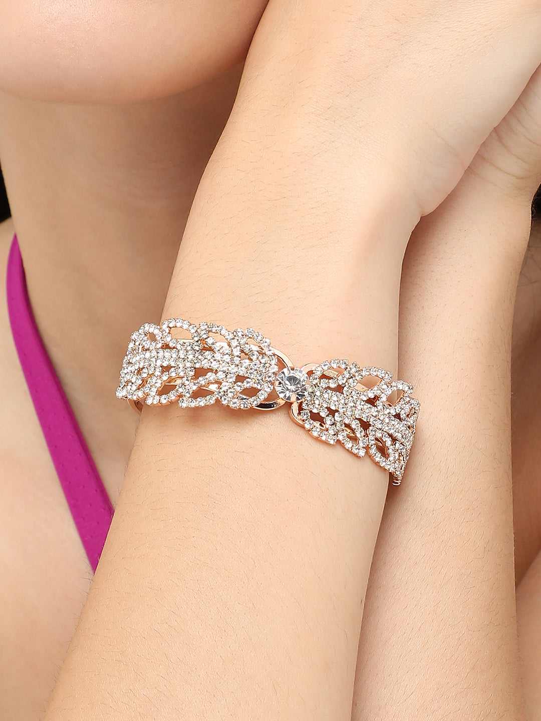 Gold Plated Designer Stone Party Bracelet For Women