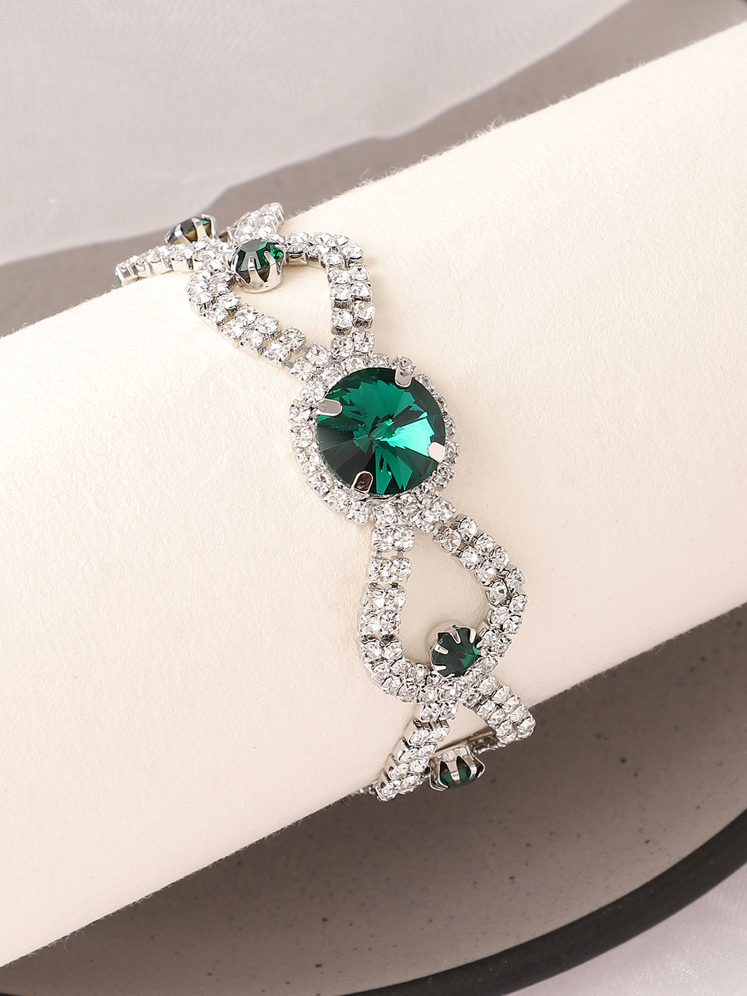 Silver Plated Designer Stone Party Bracelet For Women