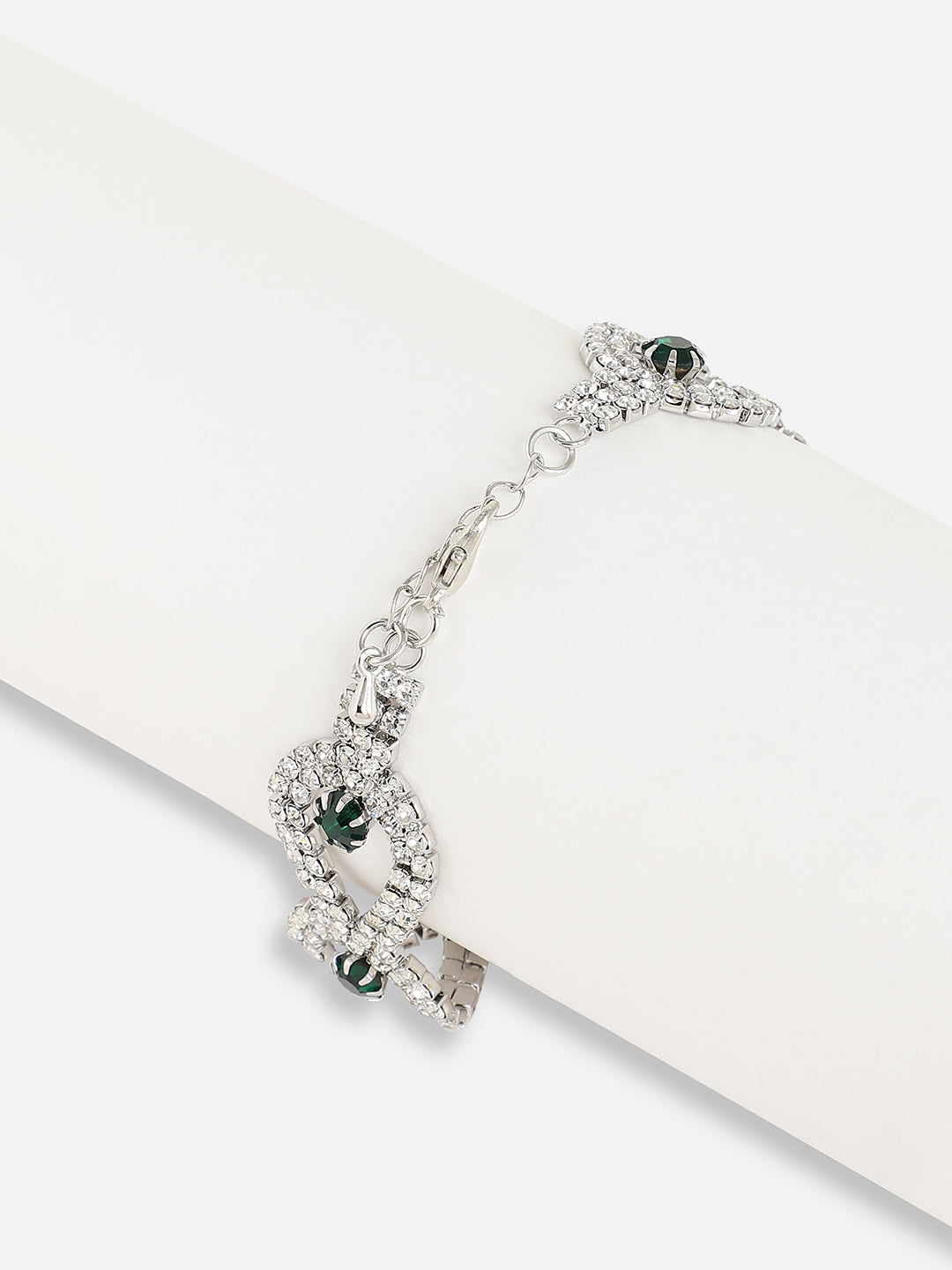 Silver Plated Designer Stone Party Bracelet For Women