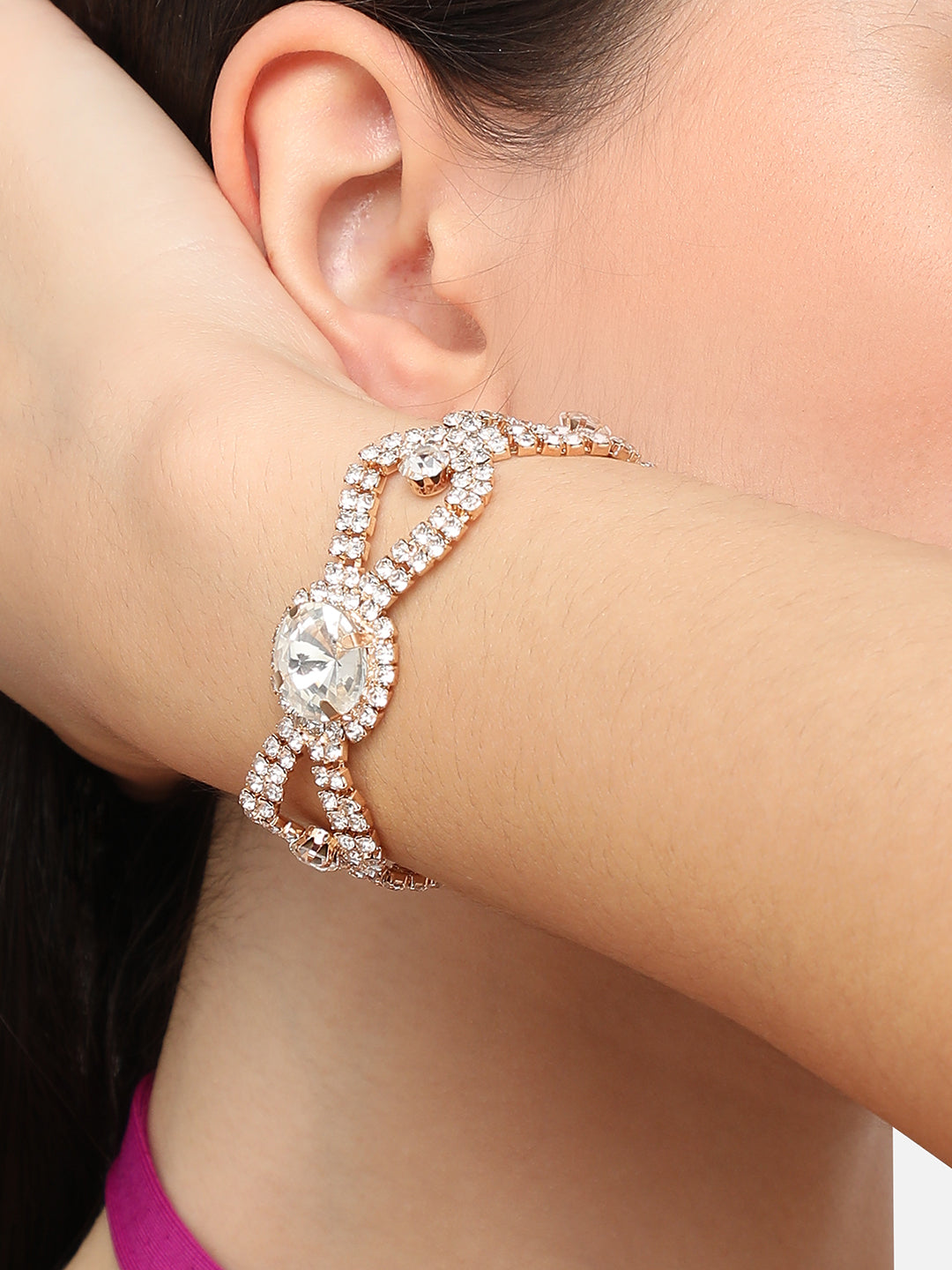 Gold Plated Designer Stone Party Bracelet For Women