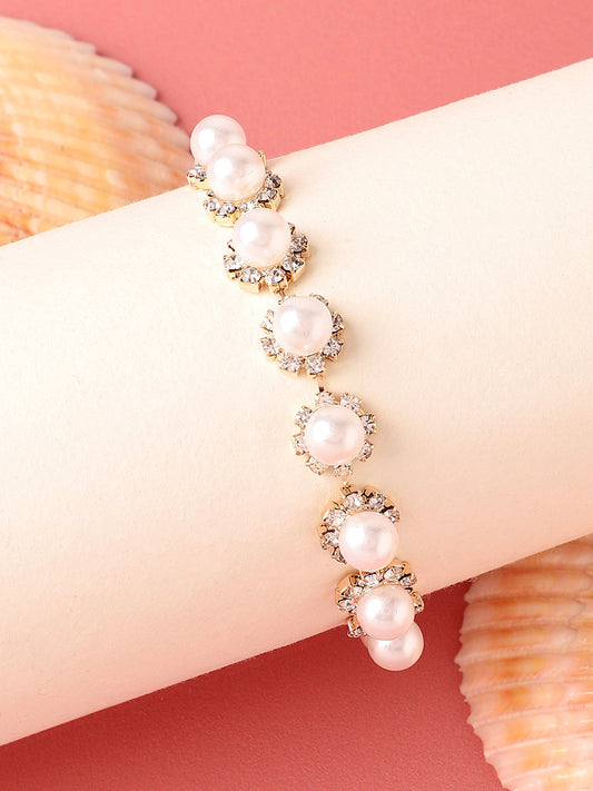 Gold Plated Designer Stone Party Bracelet For Women