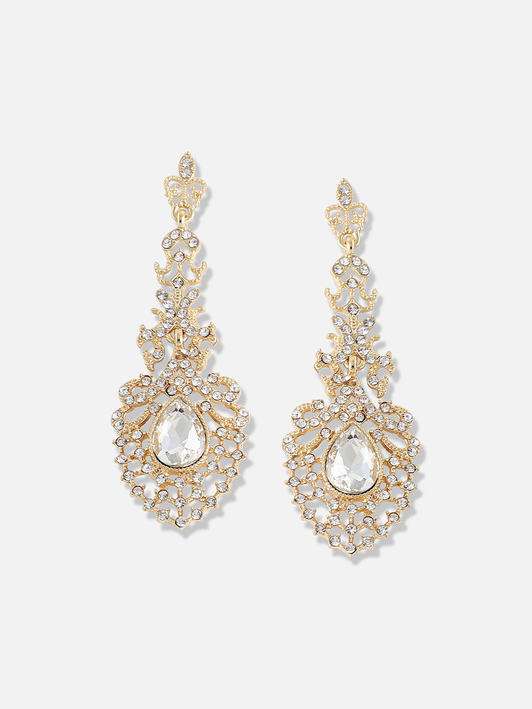 Silver Plated Designer Stone Party Drop Earring