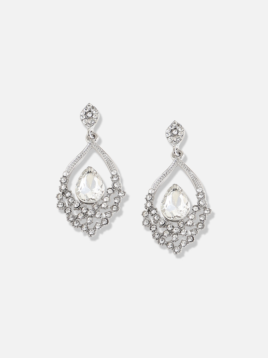 Silver Plated Designer Stone Party Drop Earring