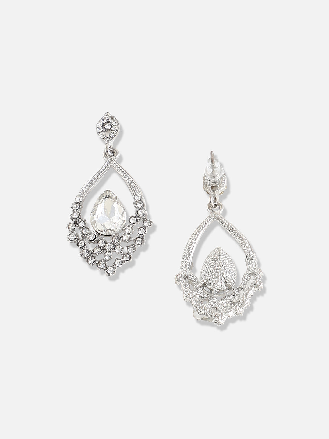 Silver Plated Designer Stone Party Drop Earring