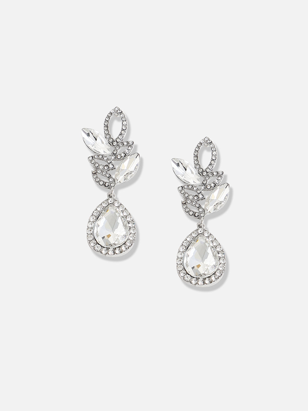 Silver Plated Designer Stone Party Drop Earring