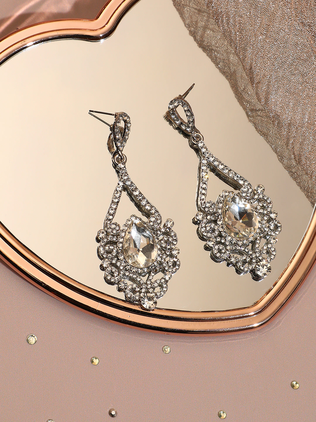 Silver Plated Designer Stone Casual Drop Earring