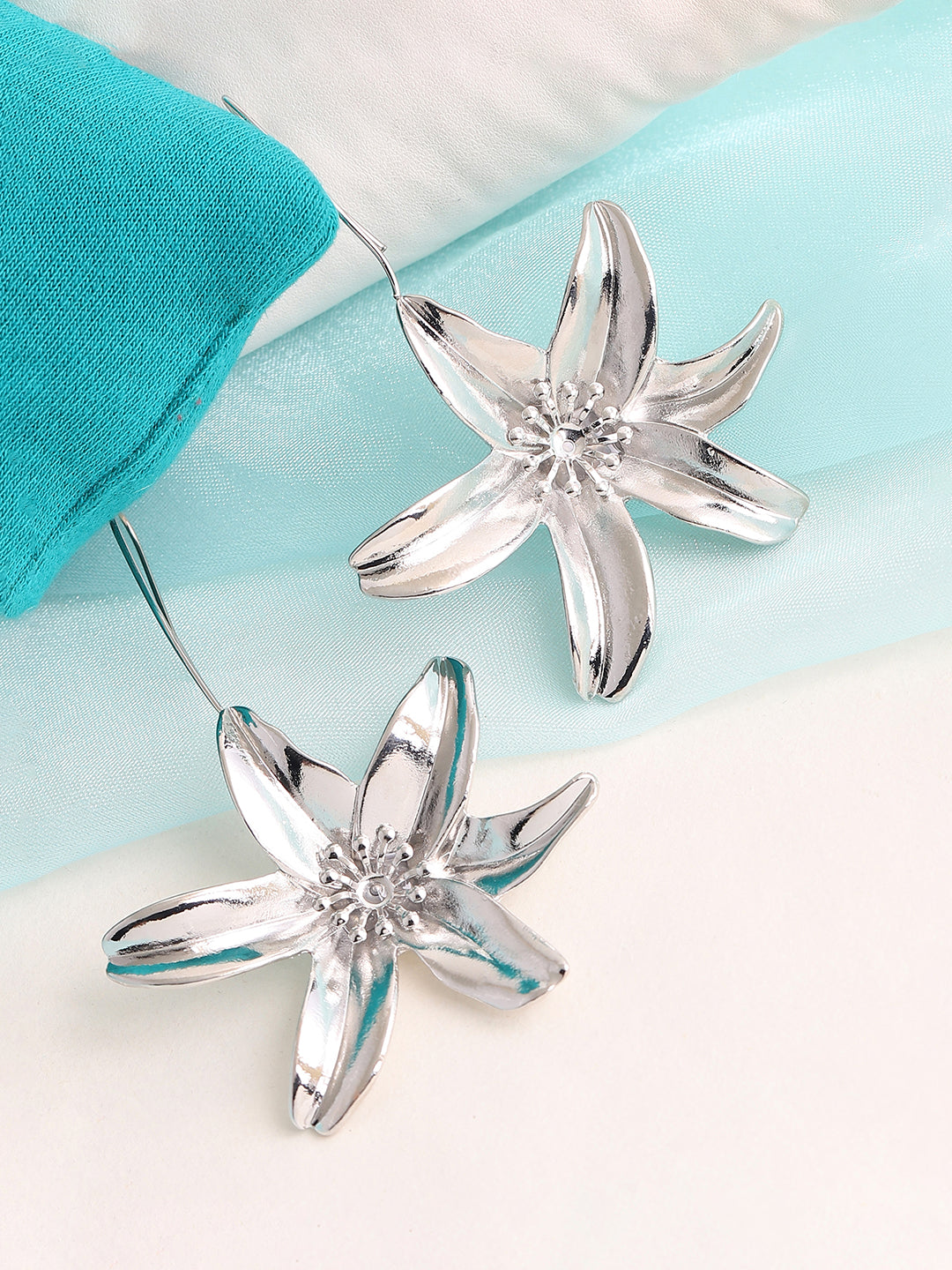 SILVER PLATED PARTY DESIGNER STONE DROP EARRING FOR WOMEN