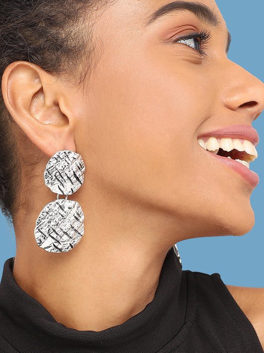 SILVER PLATED PARTY DESIGNER DROP EARRING FOR WOMEN