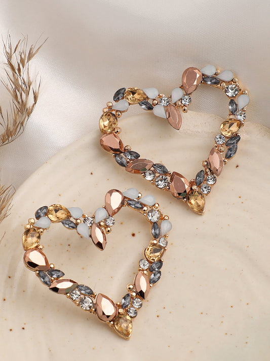 GOLD PLATED PARTY DESIGNER STONE STUD FOR WOMEN