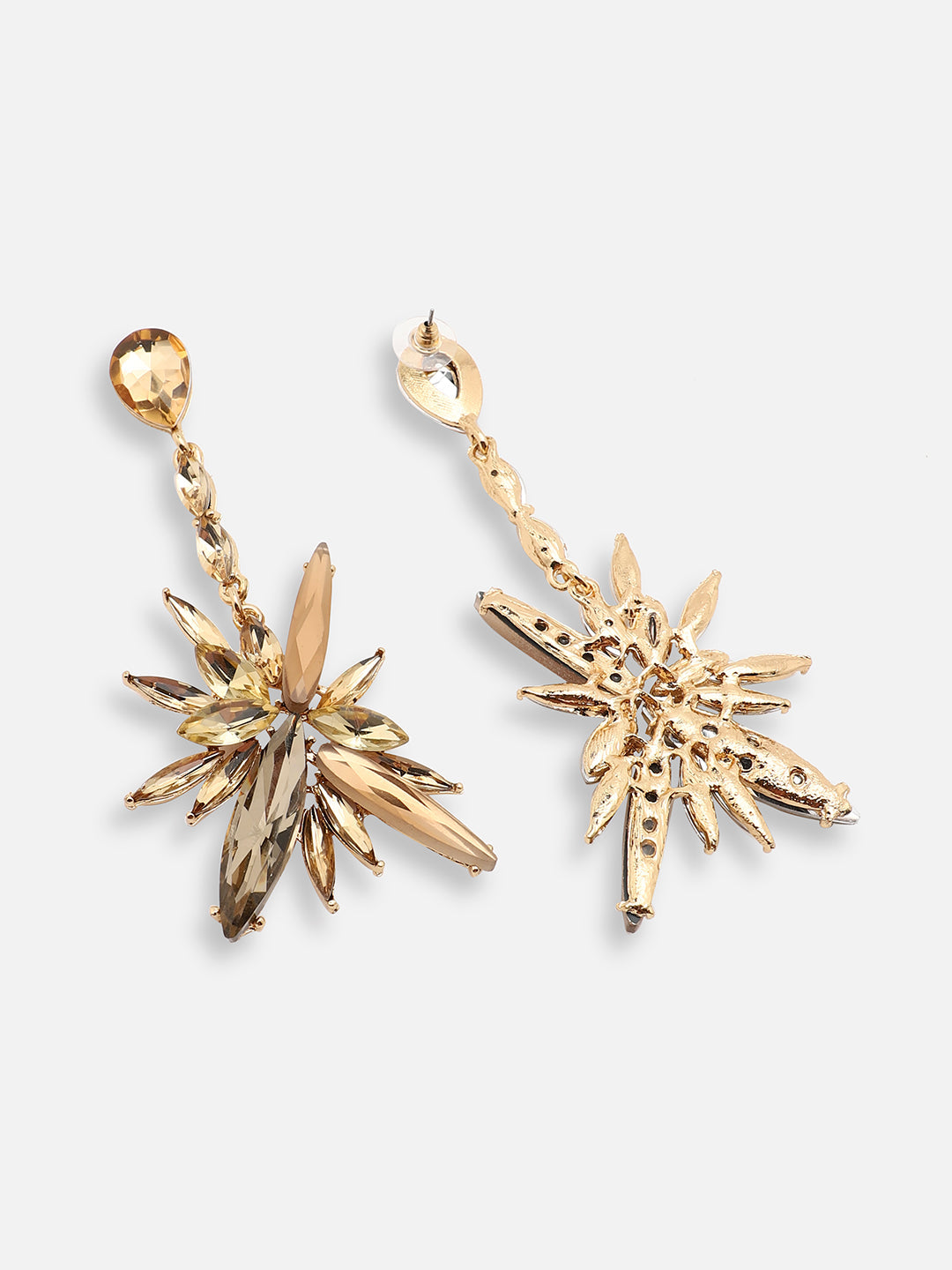 GOLD PLATED PARTY DESIGNER STONE DROP EARRING FOR WOMEN