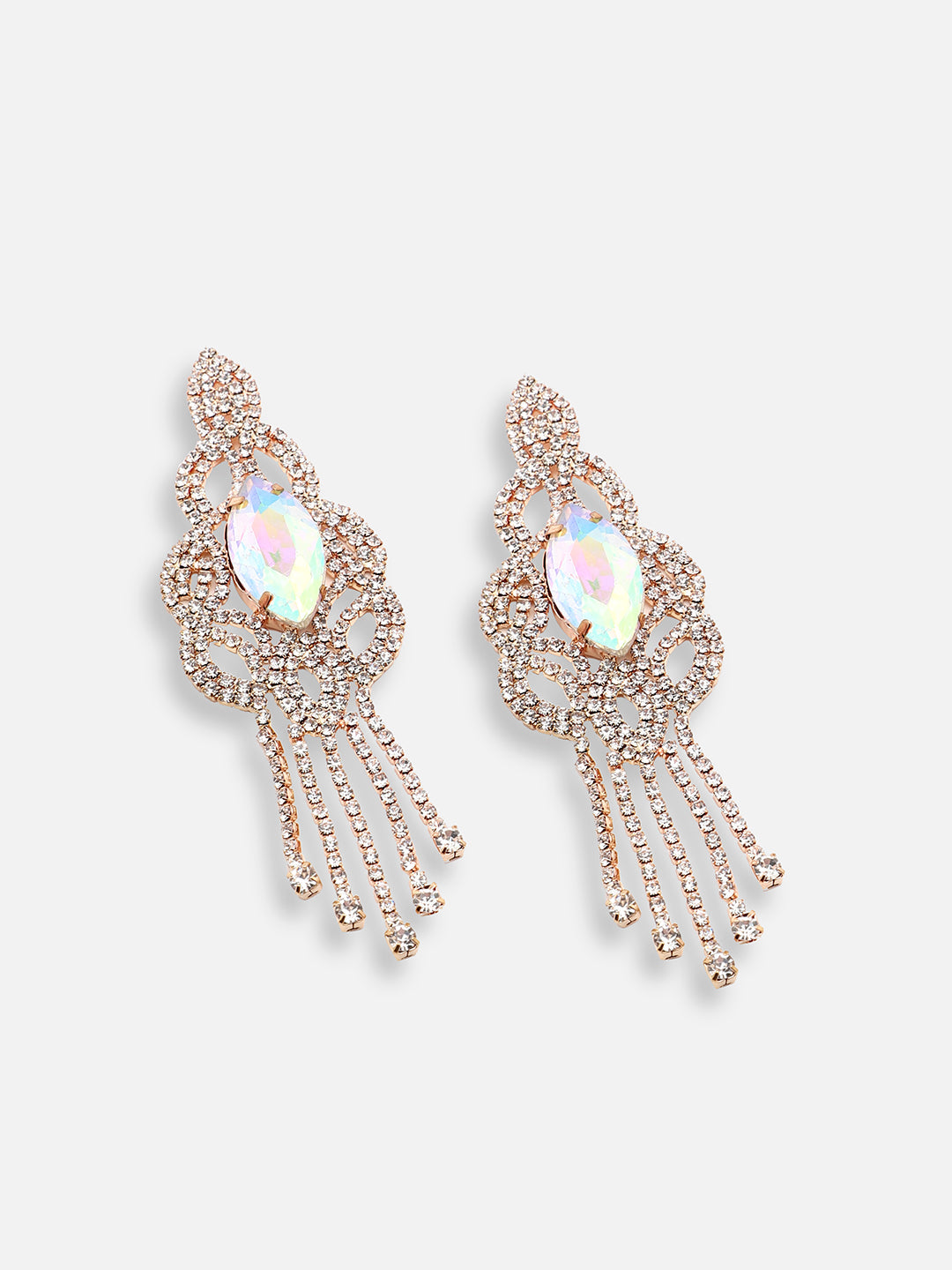 GOLD PLATED PARTY DESIGNER STONE DROP EARRING FOR WOMEN
