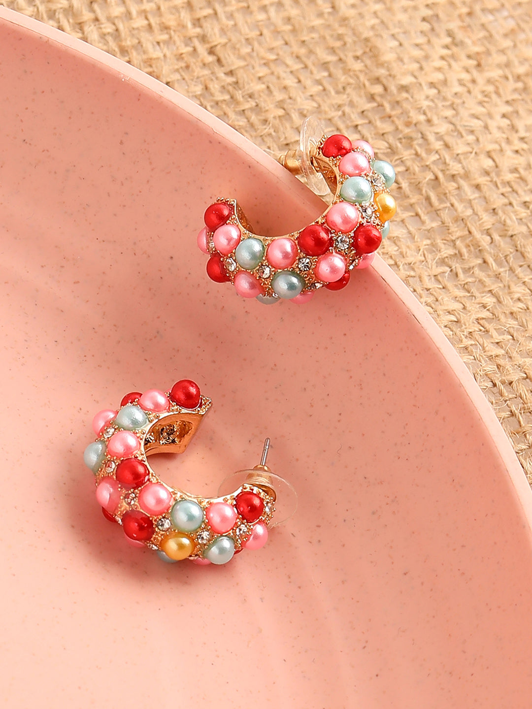 GOLD PLATED PARTY DESIGNER STONE DROP EARRING FOR WOMEN