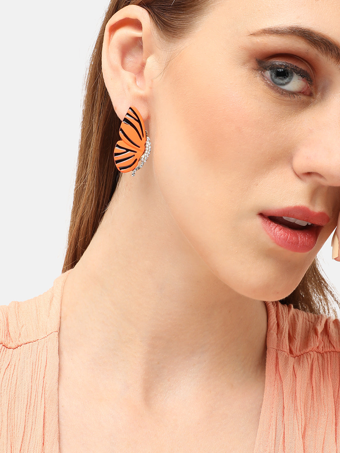 GOLD PLATED PARTY DESIGNER STONE STUD FOR WOMEN