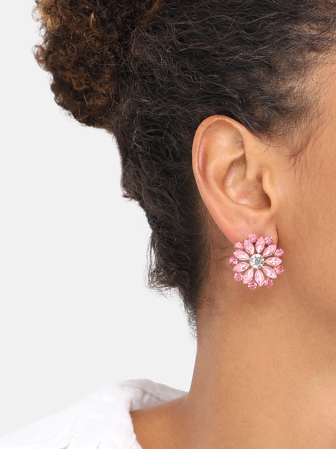 GOLD PLATED PARTY DESIGNER STONE STUD FOR WOMEN