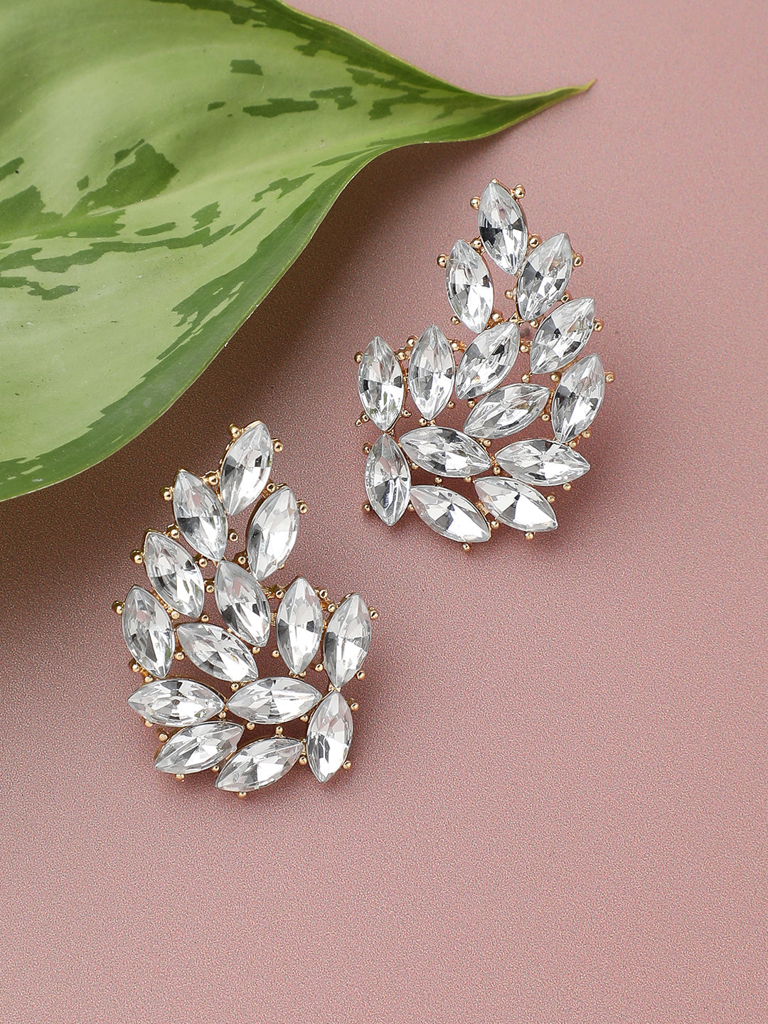SILVER PLATED PARTY DESIGNER STONE DROP EARRING FOR WOMEN