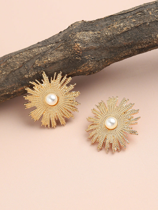 GOLD PLATED PARTY DESIGNER STONE STUD FOR WOMEN