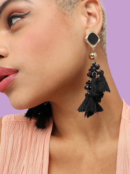 GOLD PLATED PARTY DESIGNER STONE DROP EARRING FOR WOMEN