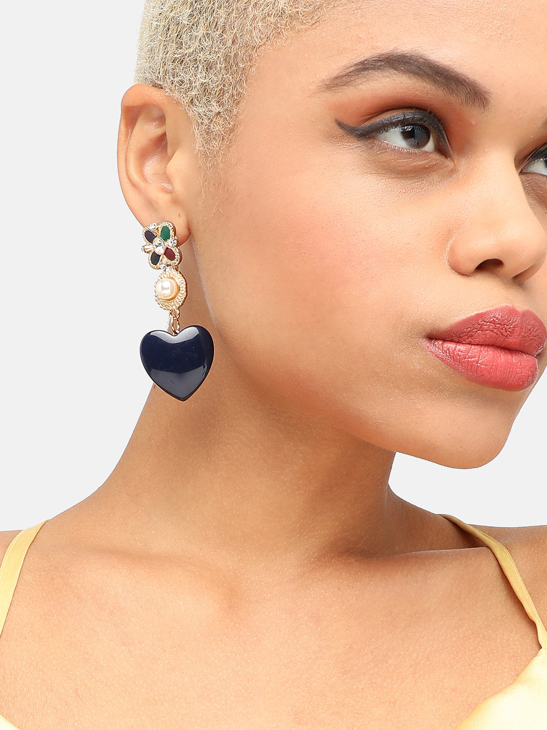 GOLD PLATED PARTY DESIGNER STONE DROP EARRING FOR WOMEN