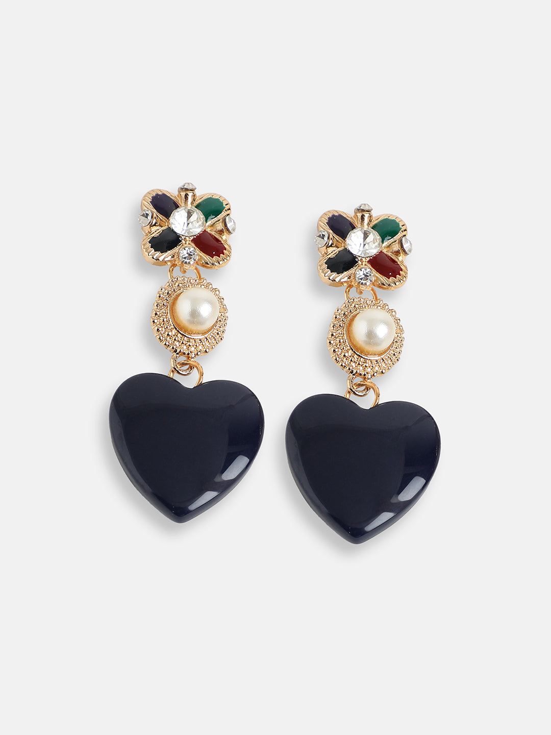 GOLD PLATED PARTY DESIGNER STONE DROP EARRING FOR WOMEN