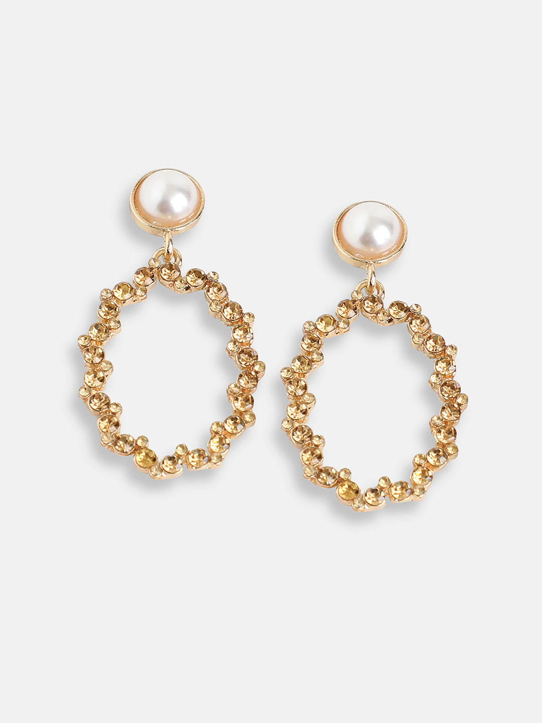 GOLD PLATED PARTY DESIGNER STONE DROP EARRING FOR WOMEN
