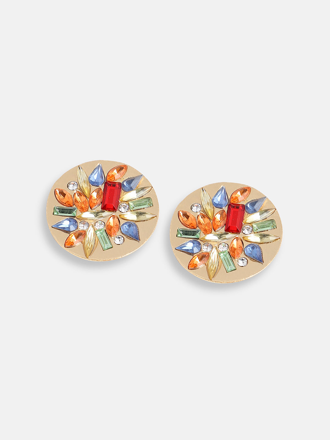 GOLD PLATED PARTY DESIGNER STONE STUD FOR WOMEN